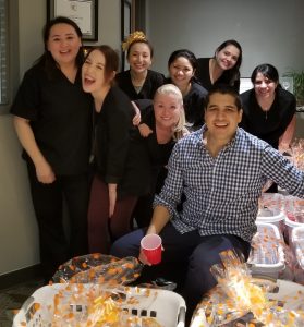 longwood dental staff at thanksgiving party