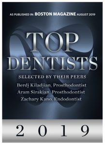 Boston Magazine award for Top Dentists 2019