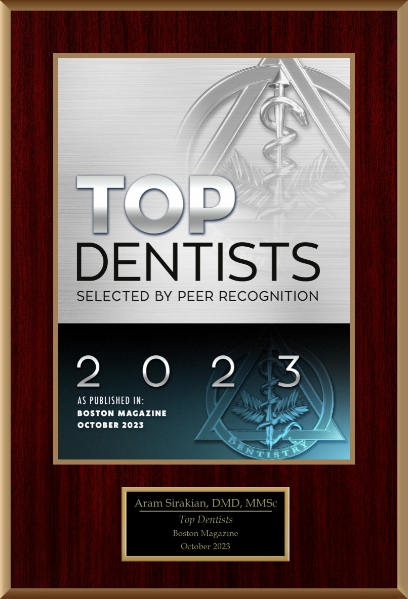 Aram Sirakian's "Top Dentists" 2022 Award from Boston Magazine